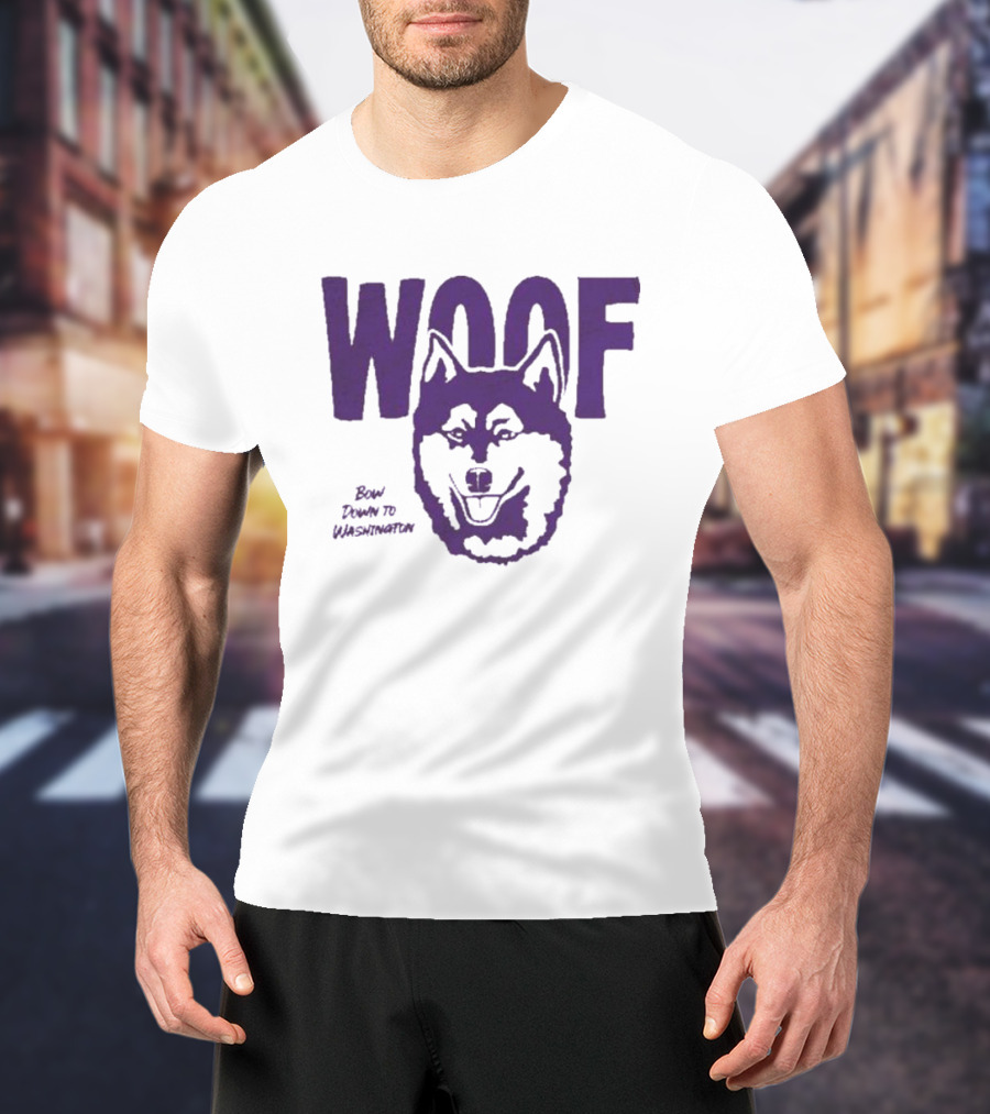 Washington Huskies Woof Bow Down To Washington T-Shirt