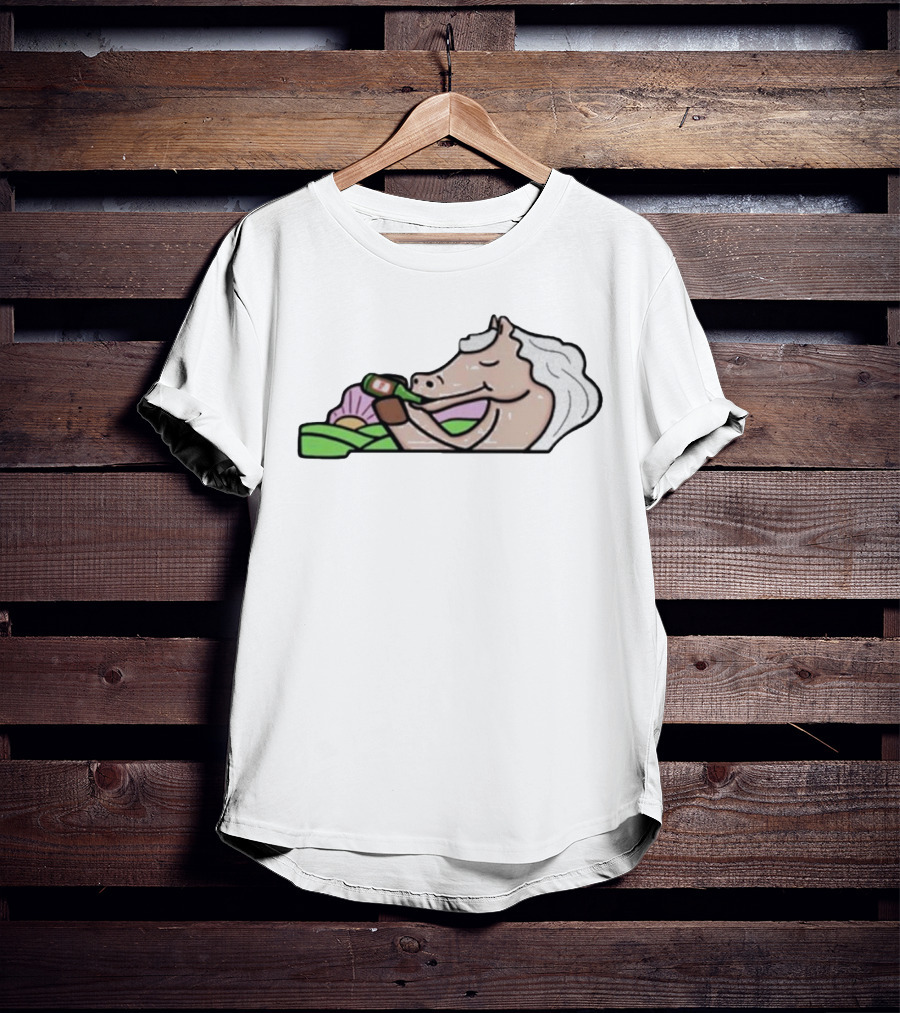 Strange Planet Kentucky Horse Relaxing With Drink T-Shirt