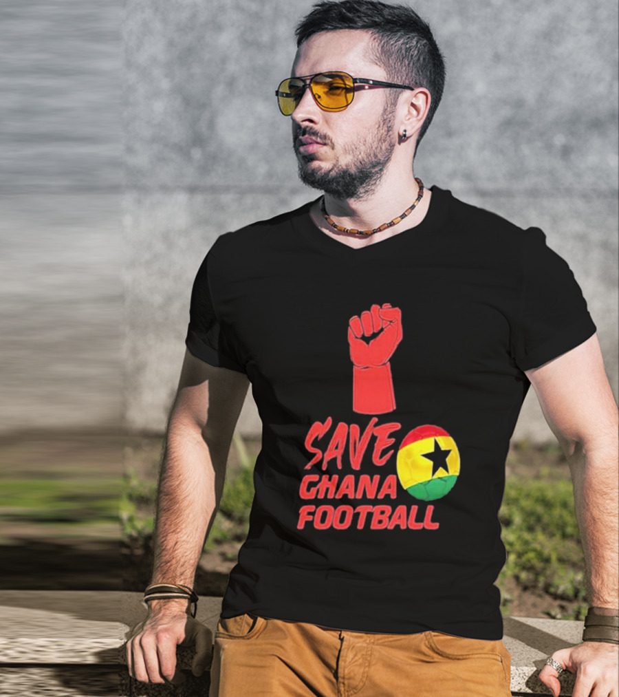Save Ghana Football Strong Hand Raised Fist Soccer Ball T-Shirt
