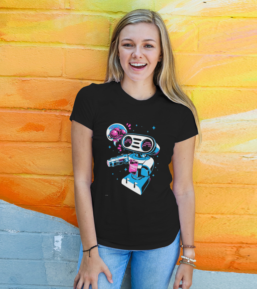 Tasbeam Tasbot Runner Robot With Alien Planet And Retro Sci-Fi Elements T-Shirt
