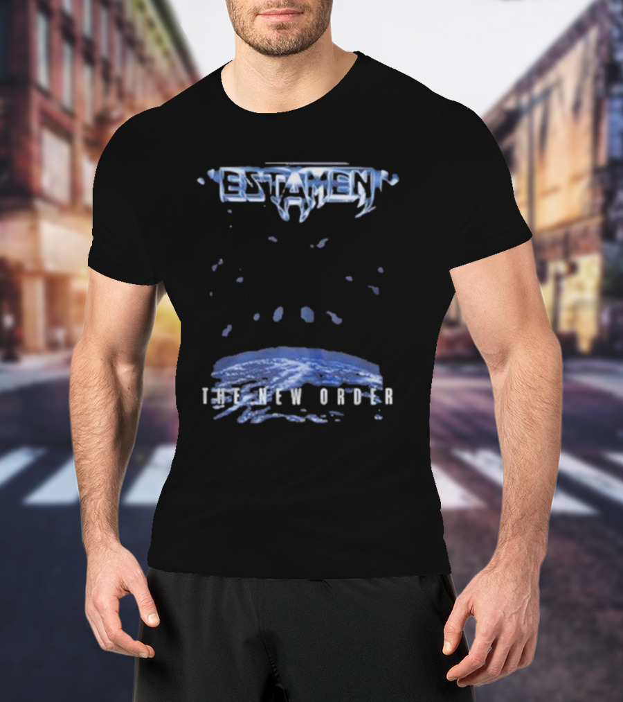 Testament The New Order Album Cover Art Blue Earth And Liquid Drops T-Shirt