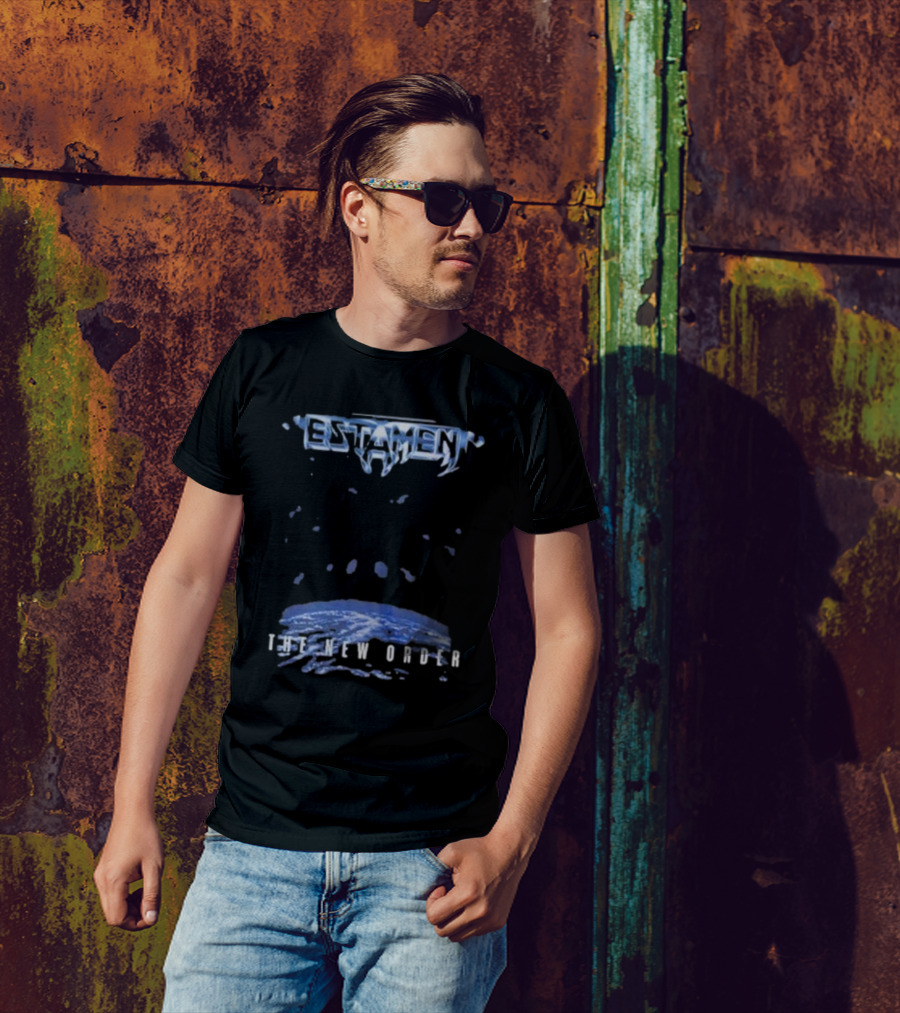 Testament The New Order Album Cover Art Blue Earth And Liquid Drops T-Shirt