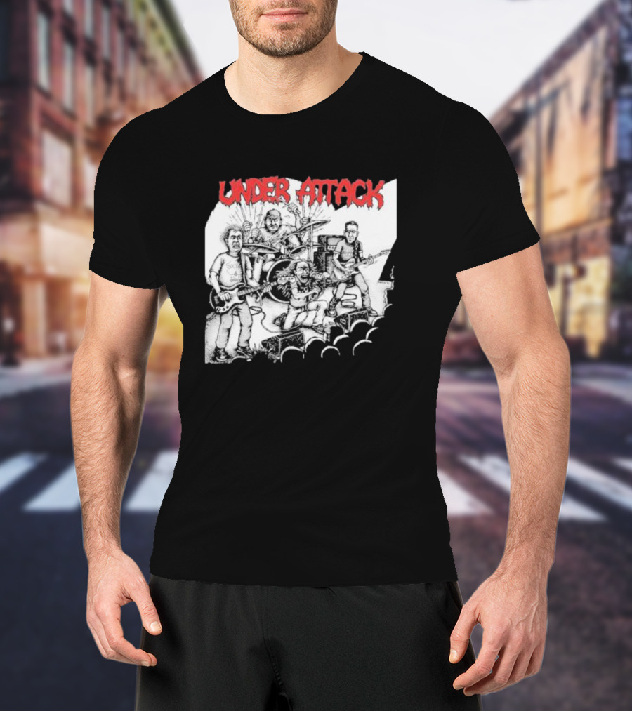 Under Attack Live Cartoon Band Performance Scene T-Shirt
