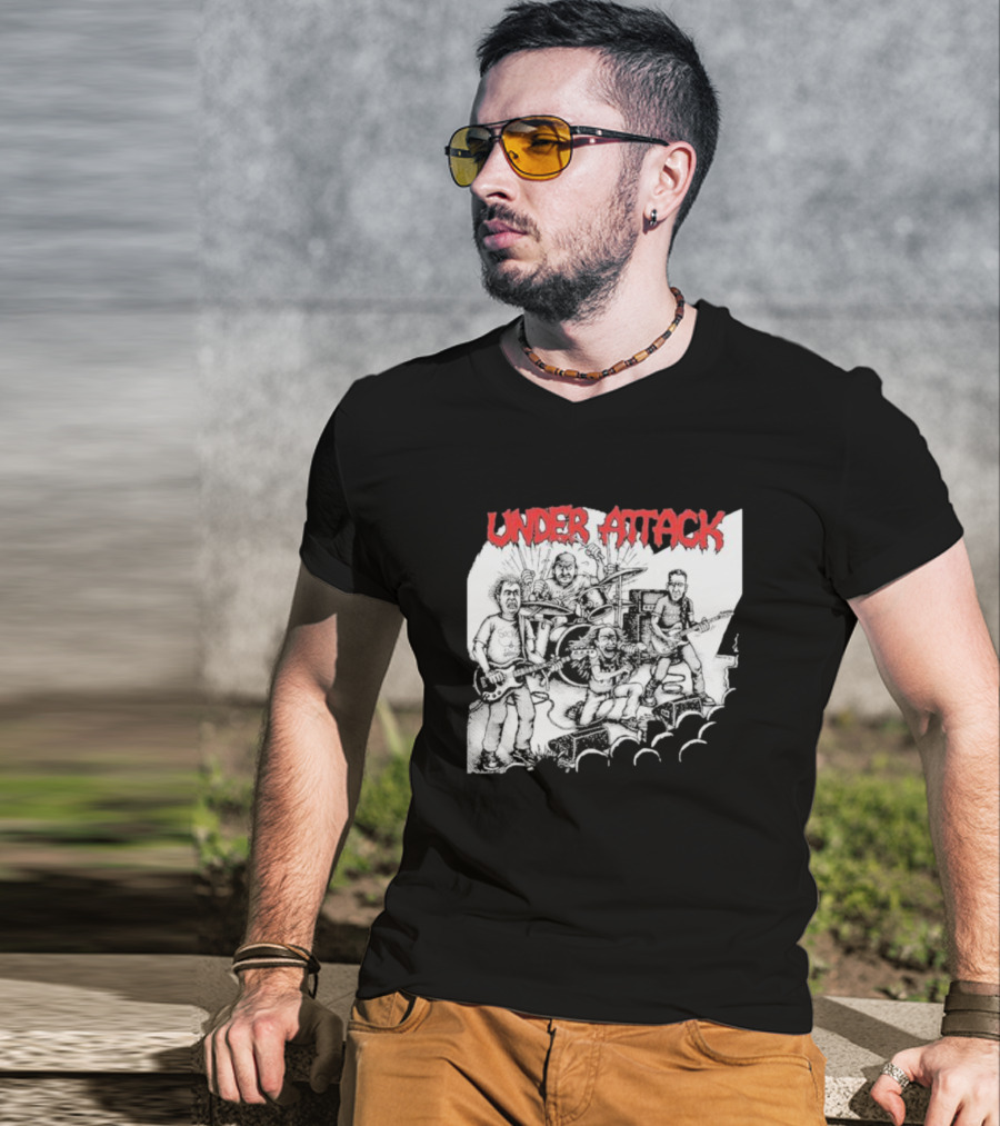 Under Attack Live Cartoon Band Performance Scene T-Shirt