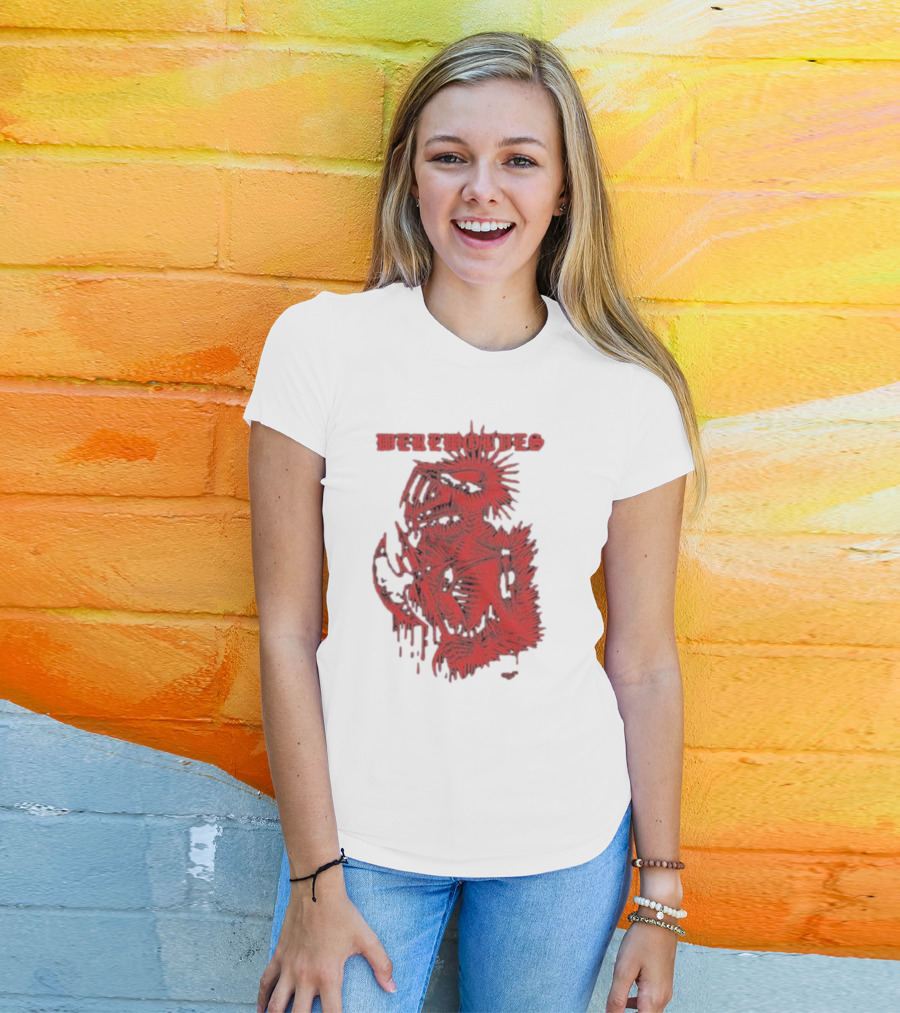 Werewolves Death Metal Red Skeleton Creature T-Shirt