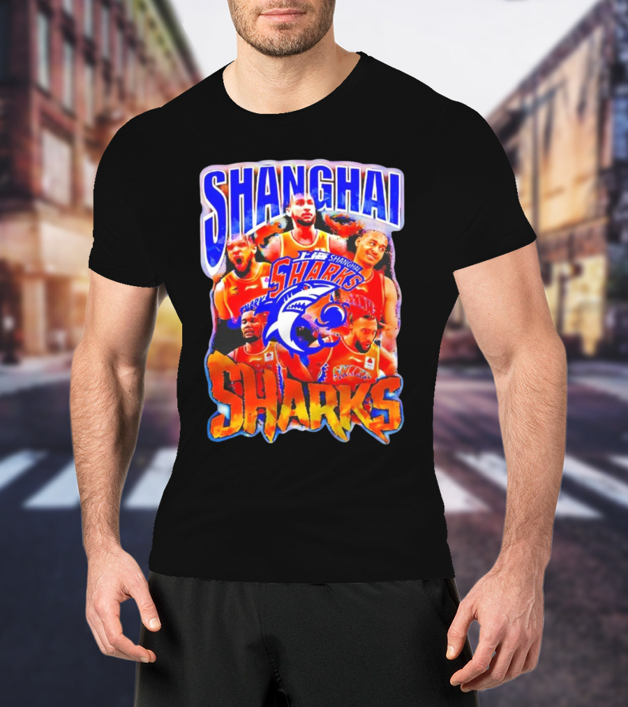 Shanghai Sharks Basketball Team Players Collage T-Shirt