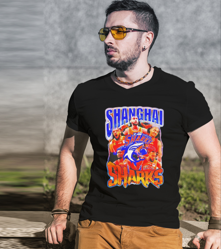Shanghai Sharks Basketball Team Players Collage T-Shirt