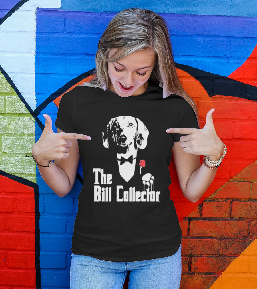 The Bill Collector Dog In Black Tie With Rose And Puppet Strings T-Shirt