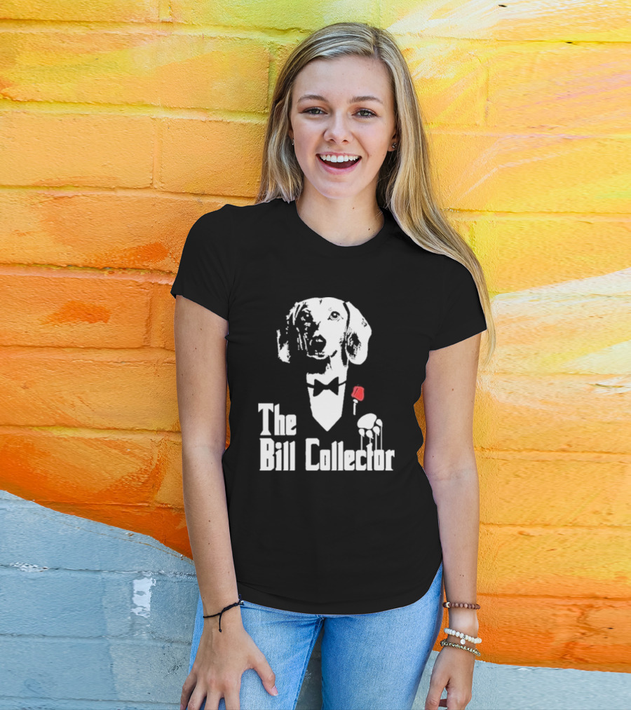 The Bill Collector Dog In Black Tie With Rose And Puppet Strings T-Shirt