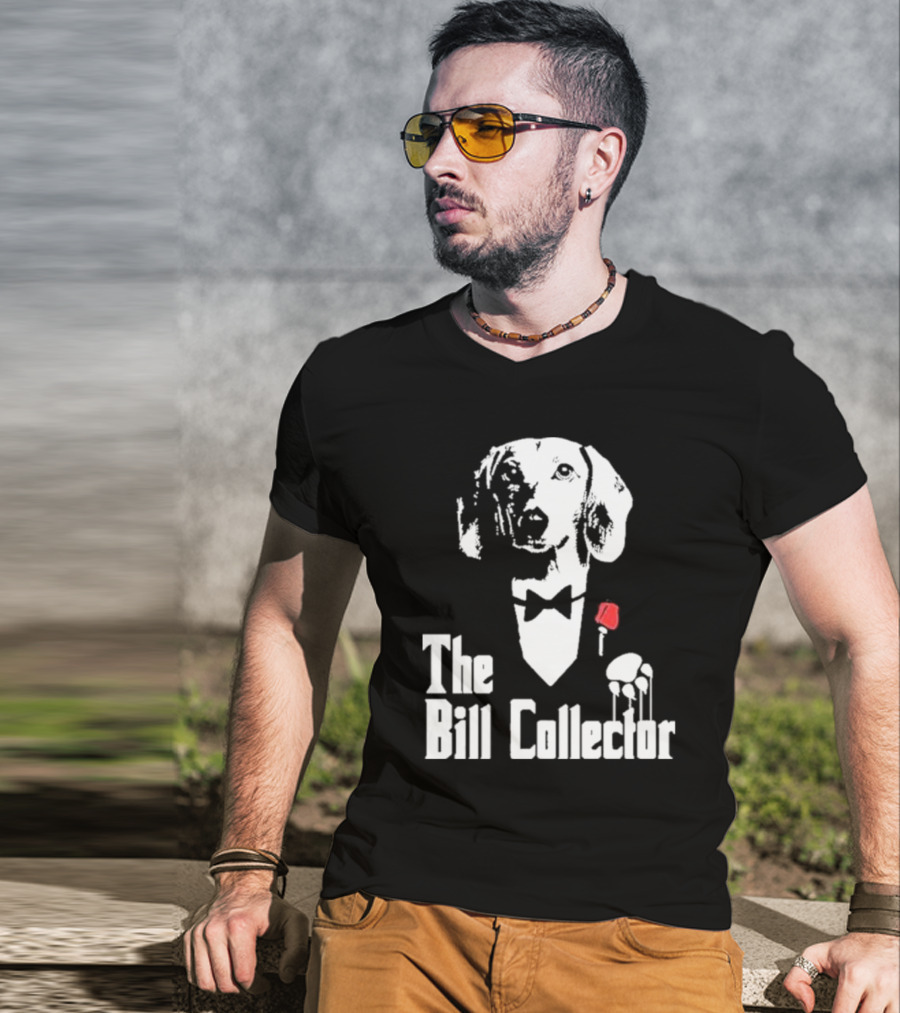 The Bill Collector Dog In Black Tie With Rose And Puppet Strings T-Shirt