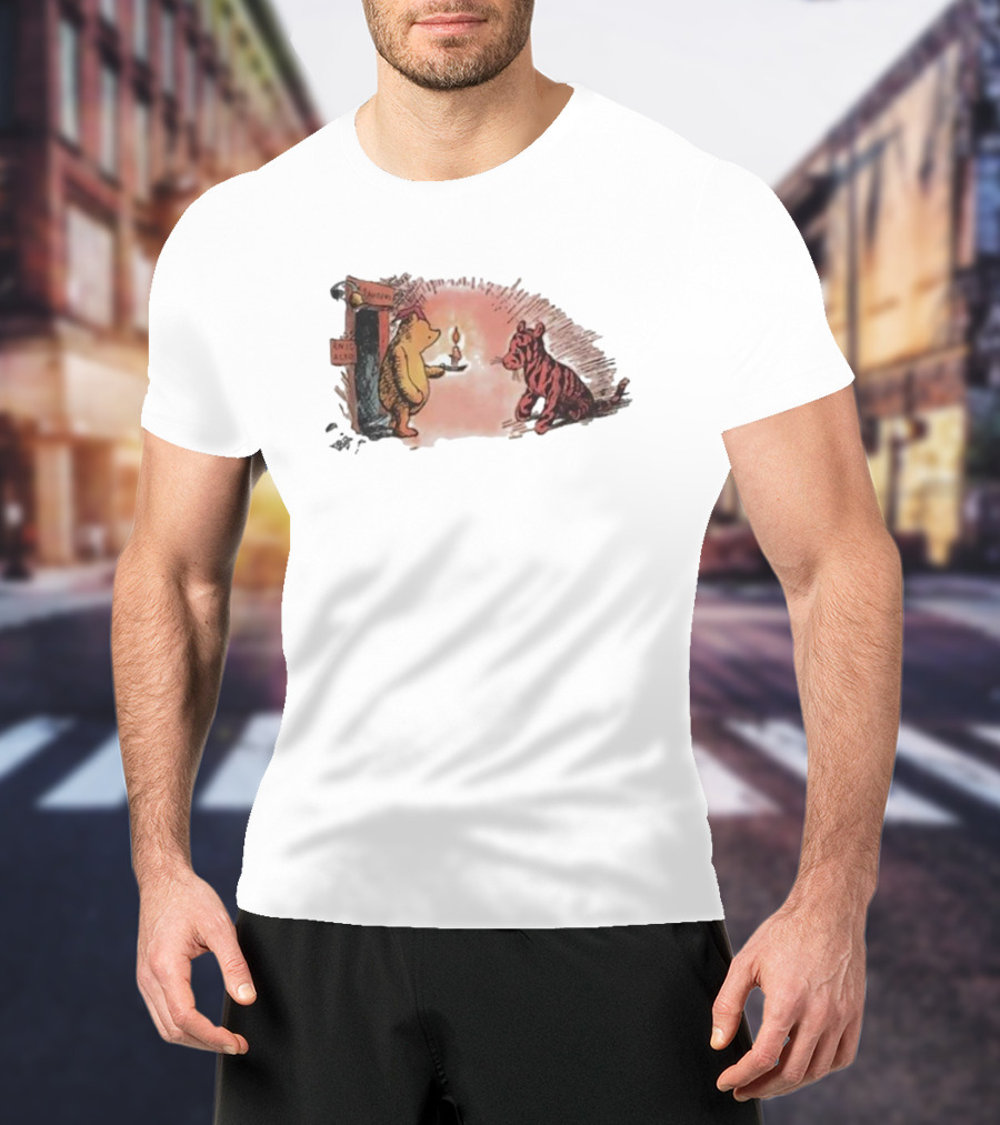 Tigger Conversation With Bear And Candle Public Domain T-Shirt