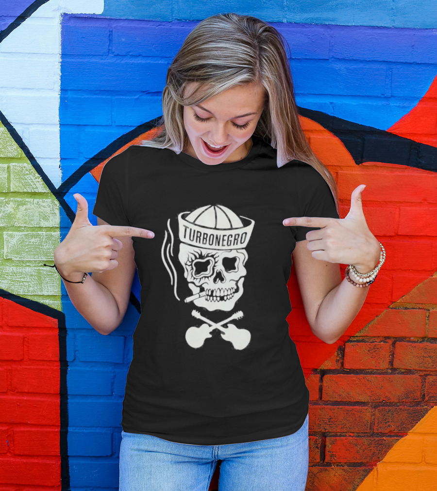 Turbonegro Sailor Skull Smoking With Crossed Guitars T-Shirt
