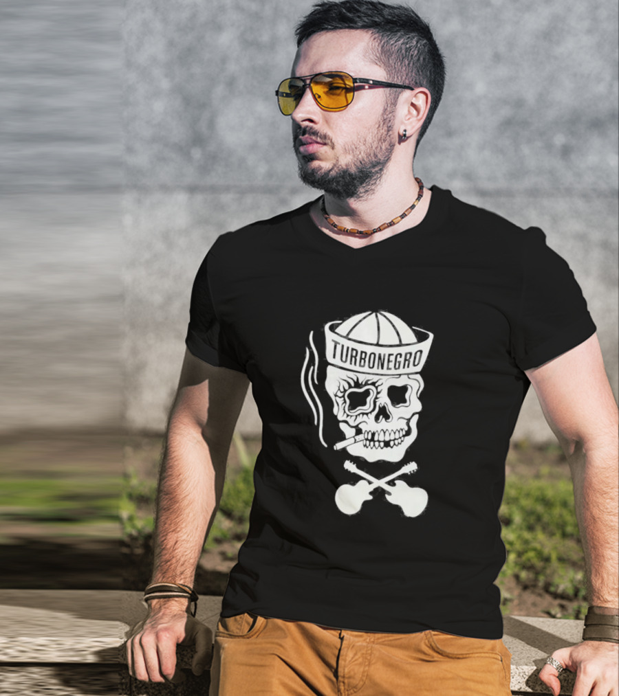 Turbonegro Sailor Skull Smoking With Crossed Guitars T-Shirt