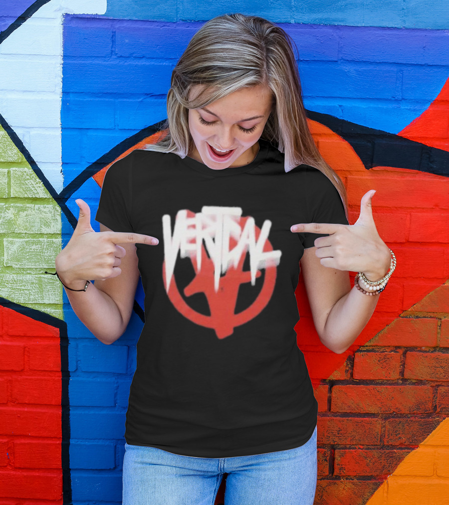 Verticalgoods Kaos Vertical Symbol In Red And White T-Shirt