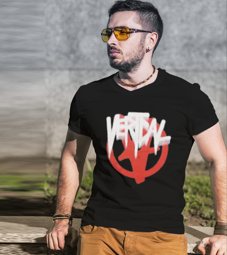 Verticalgoods Kaos Vertical Symbol In Red And White T-Shirt