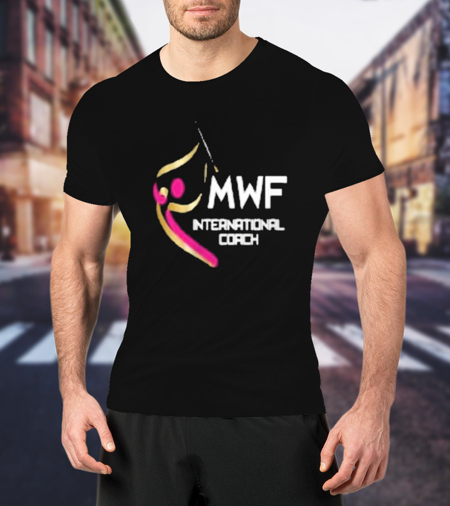 MWF International Coach Logo With Colorful Athletic Figure T-Shirt