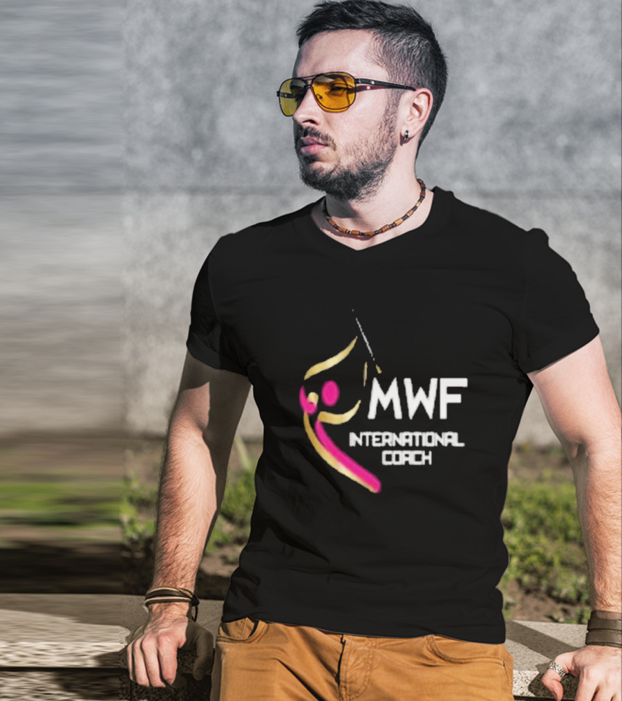 MWF International Coach Logo With Colorful Athletic Figure T-Shirt