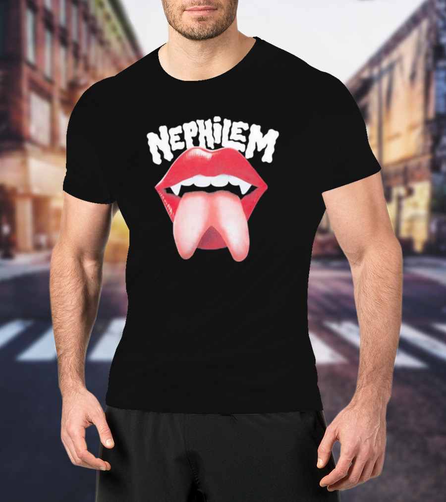 Nephilem Vampire Lips With Fangs And Extended Tongue T-Shirt