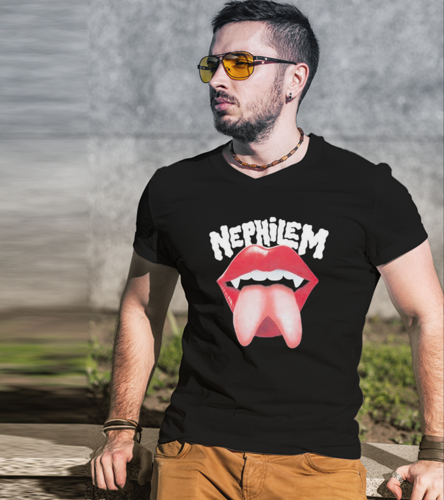 Nephilem Vampire Lips With Fangs And Extended Tongue T-Shirt