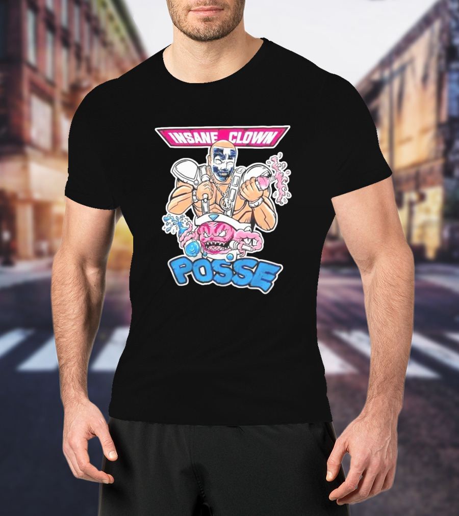 Insane Clown Posse Warrior With Pink Monster And Chainsaw T-Shirt