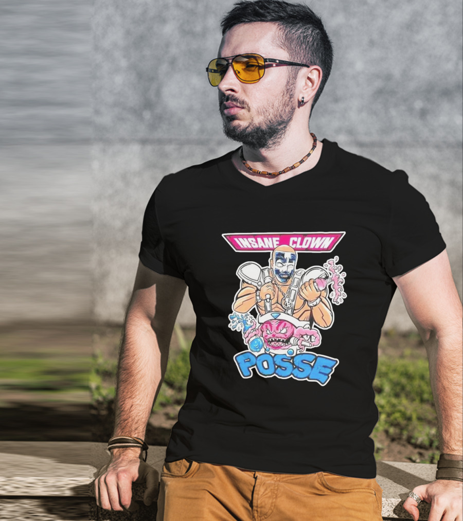 Insane Clown Posse Warrior With Pink Monster And Chainsaw T-Shirt
