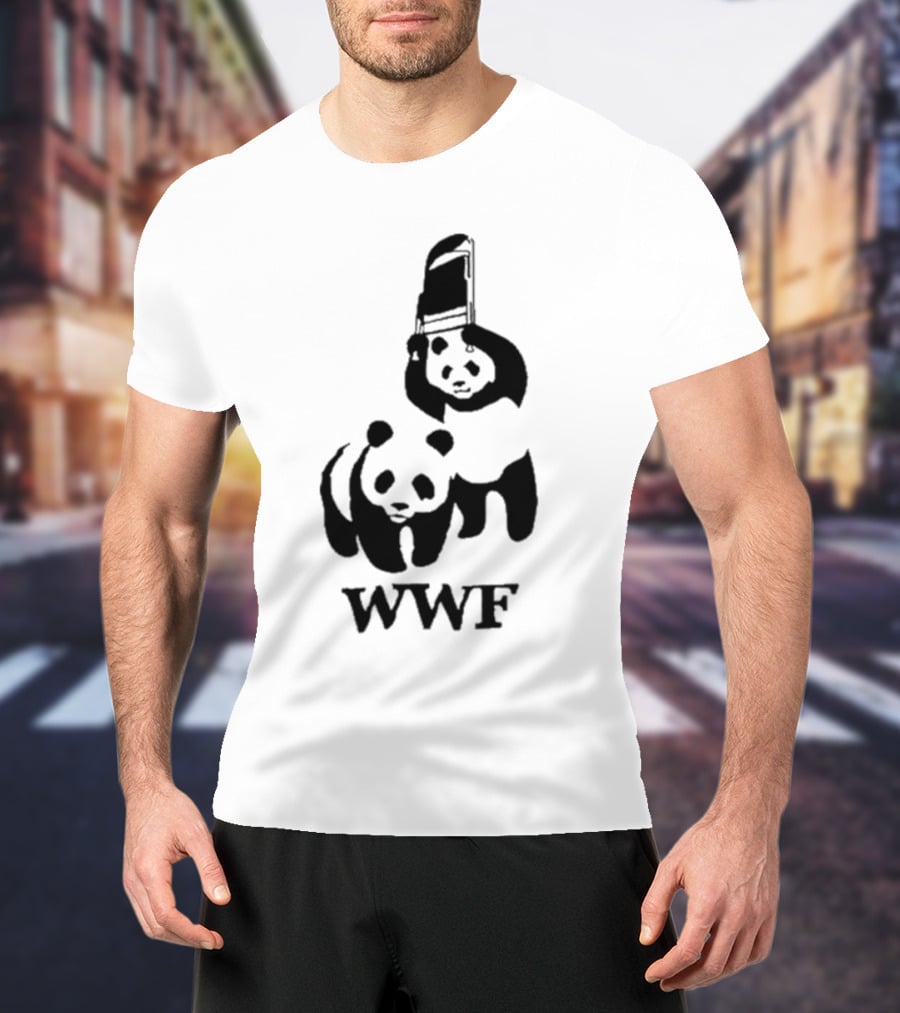 WWF Panda Fight Chair Wrestling T-Shirt
