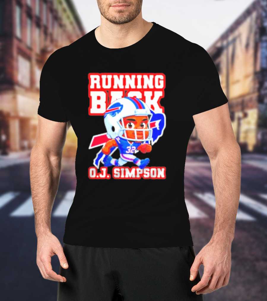 Running Back O.J. Simpson Cartoon Buffalo Bills Football Player T-Shirt