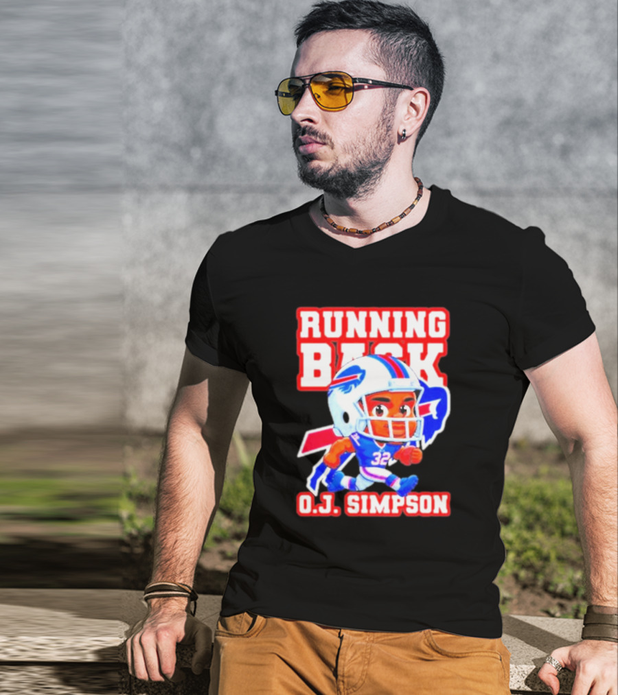 Running Back O.J. Simpson Cartoon Buffalo Bills Football Player T-Shirt