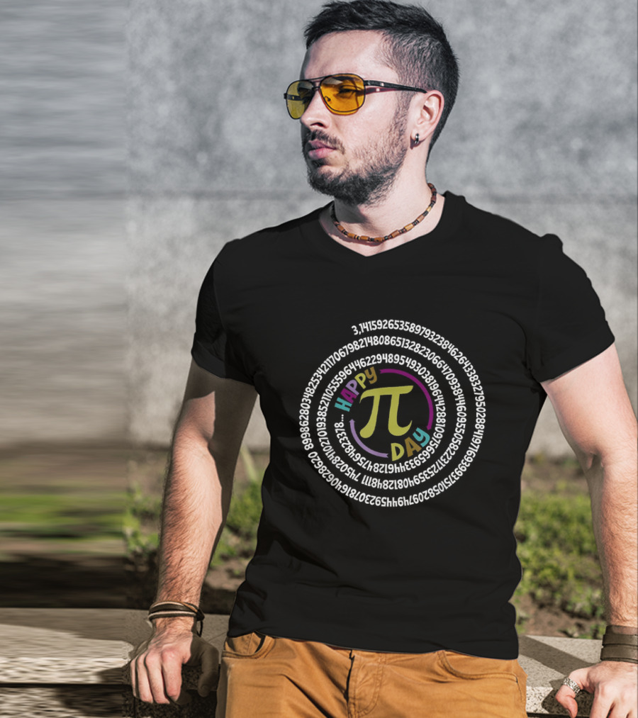 Happy Pi Day 3.14 Math Teacher Spiral Design Mathematic T-Shirt