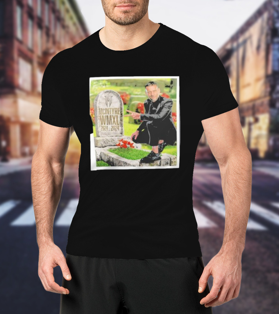 CM Punk Pointing At McIntyre WMXL Tombstone T-Shirt