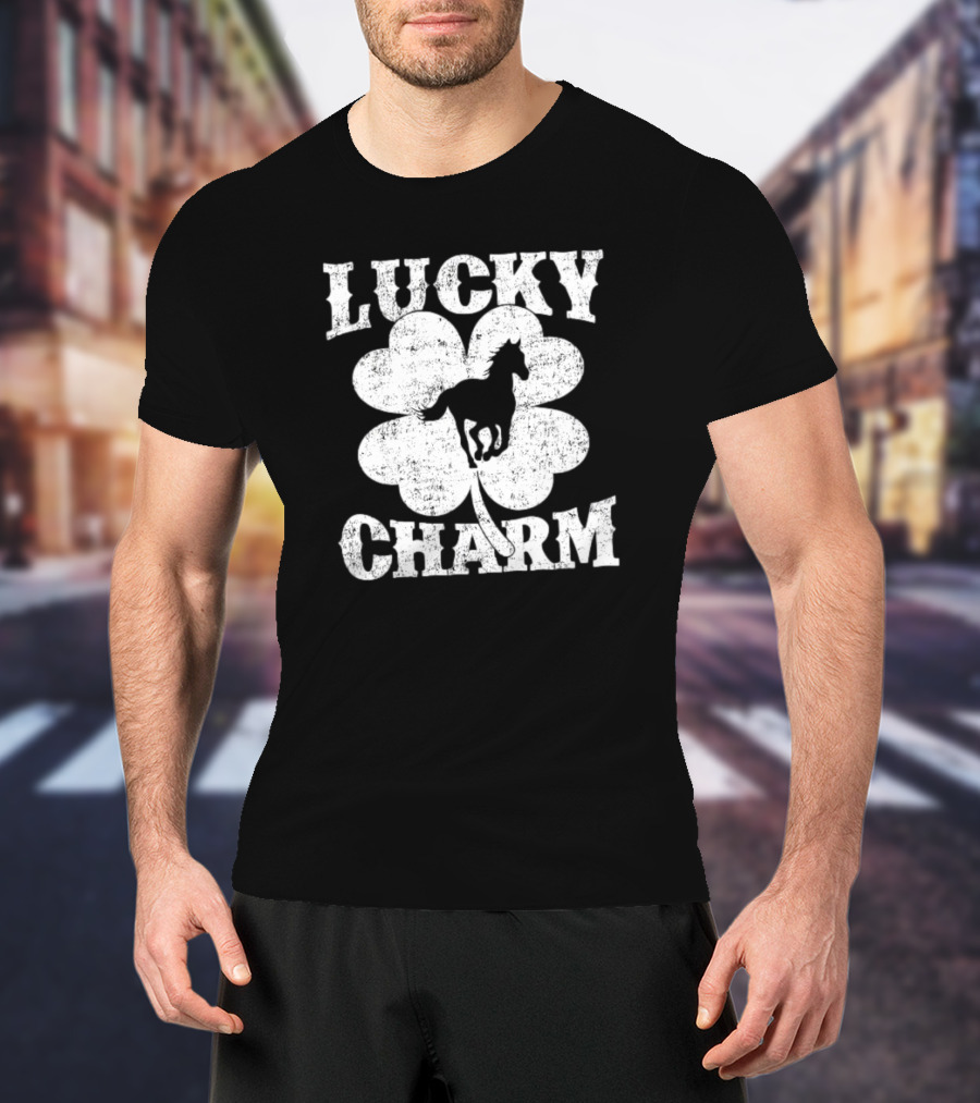 Lucky Charm Horse Lover Shamrock St Patrick's Day T-Shirt