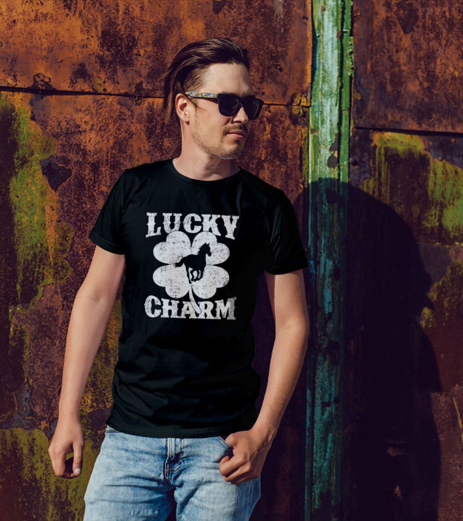 Lucky Charm Horse Lover Shamrock St Patrick's Day T-Shirt