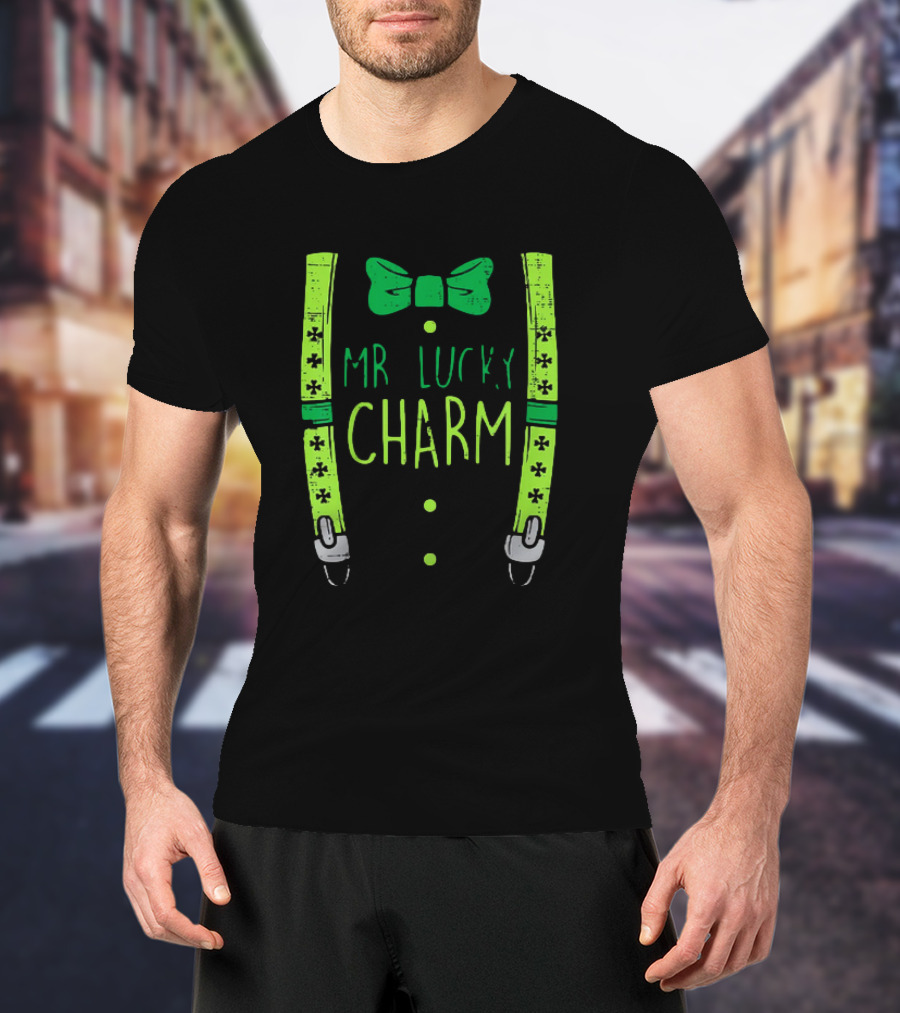 Mr Lucky Charm Suspenders St Patricks Day Boys T-Shirt