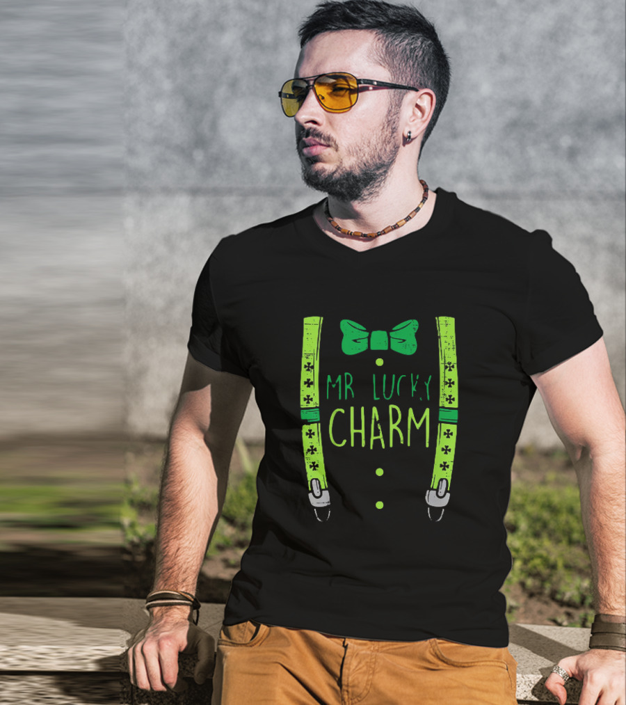 Mr Lucky Charm Suspenders St Patricks Day Boys T-Shirt