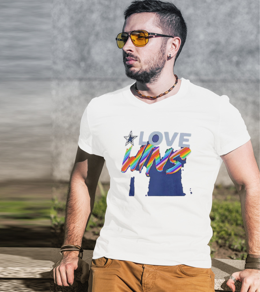 Dallas Cowboys Pride Love Wins Rainbow Star T-Shirt