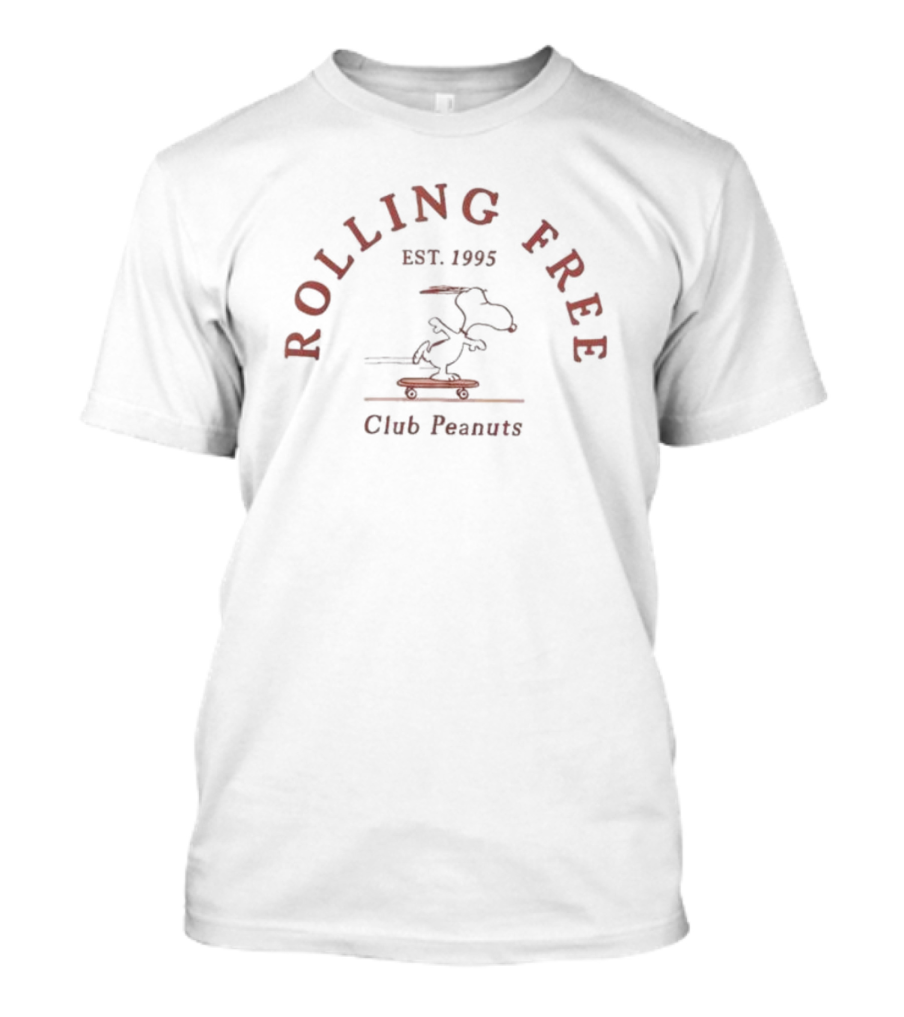 Rolling Free Est. 1995 Snoopy Skateboard Club Peanuts T-Shirt