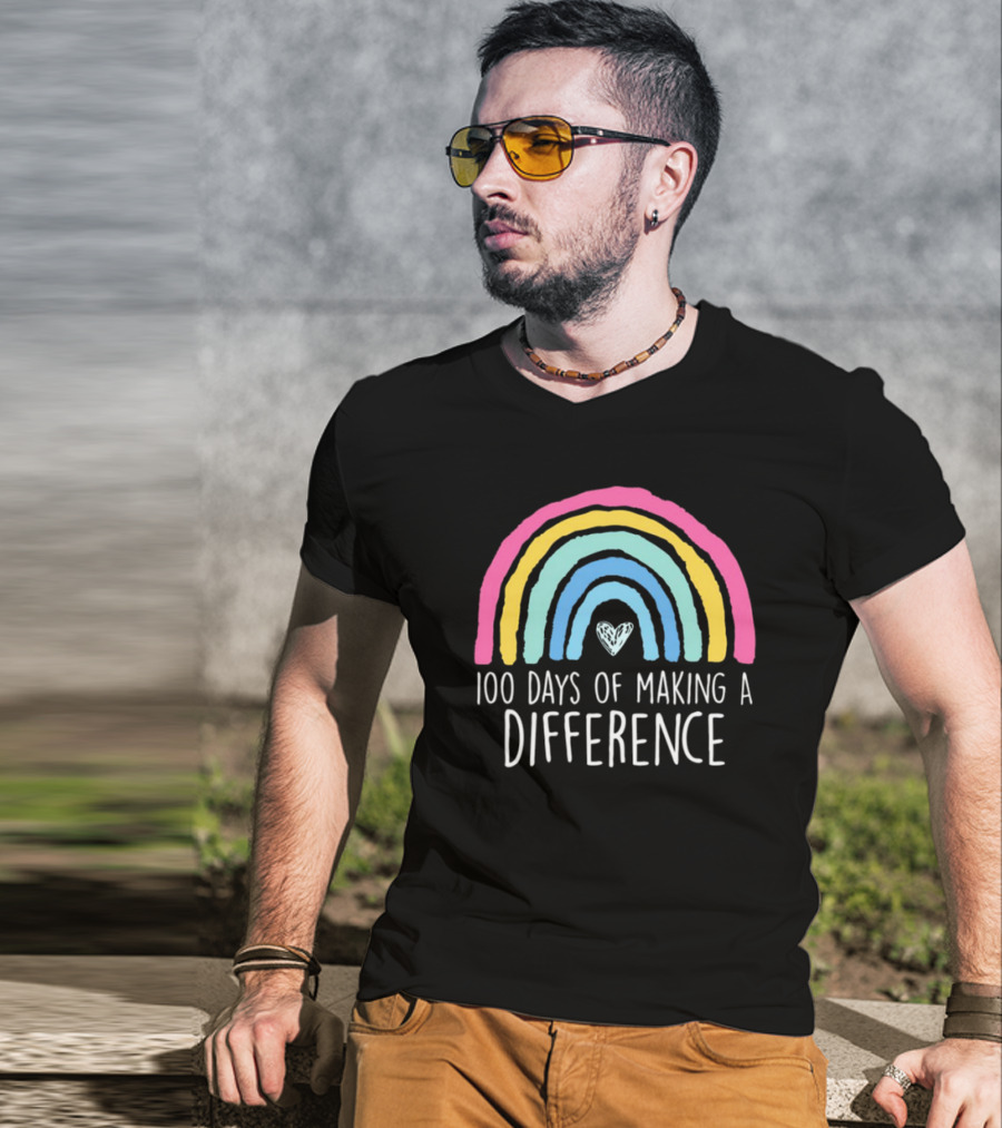 100 Days Of Making A Difference Rainbow Heart T-Shirt