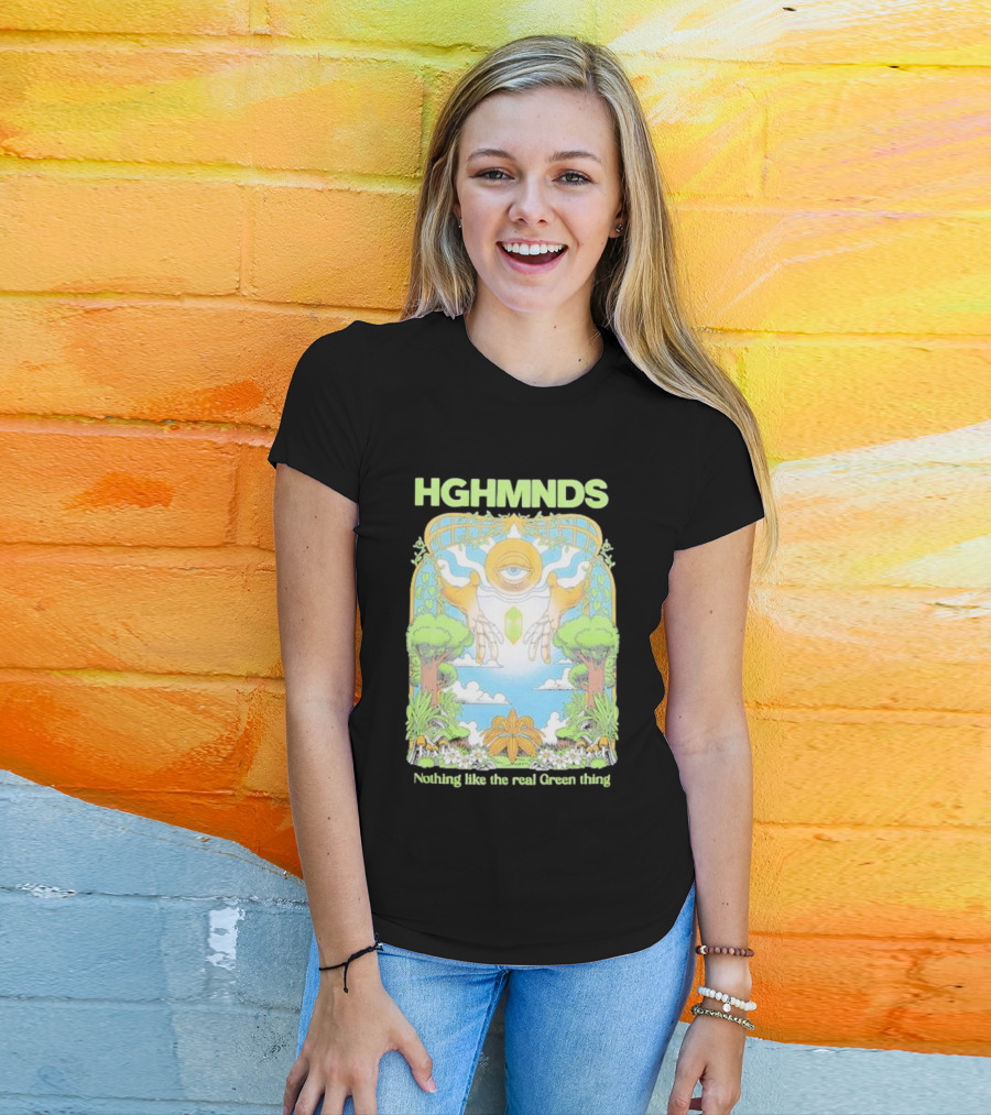 HGHMNDS Nothing Like The Real Green Thing Eye And Hands Above Nature Scene T-Shirt