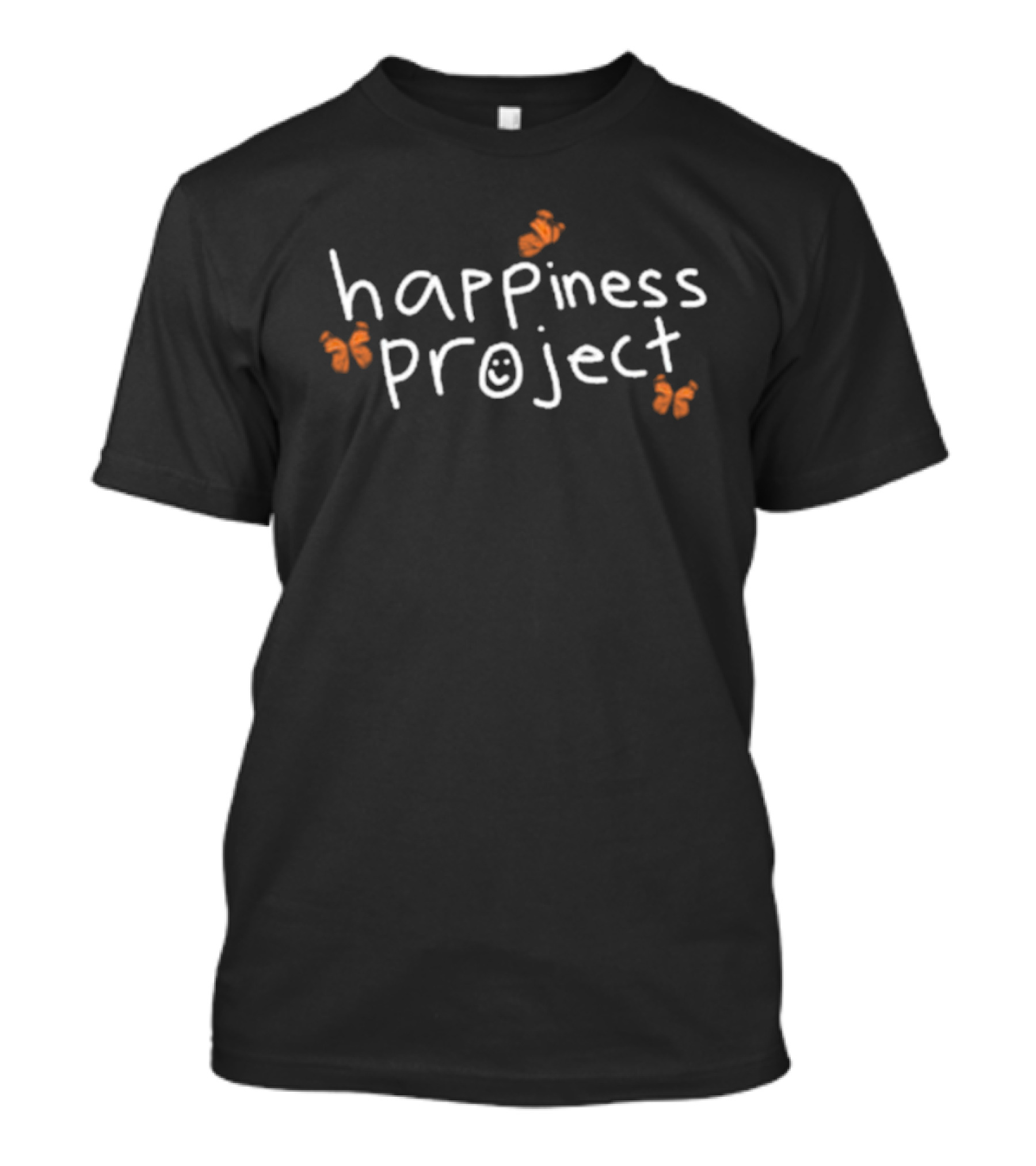 Happiness Project Butterfly Smiley Face And Orange Butterflies T-Shirt
