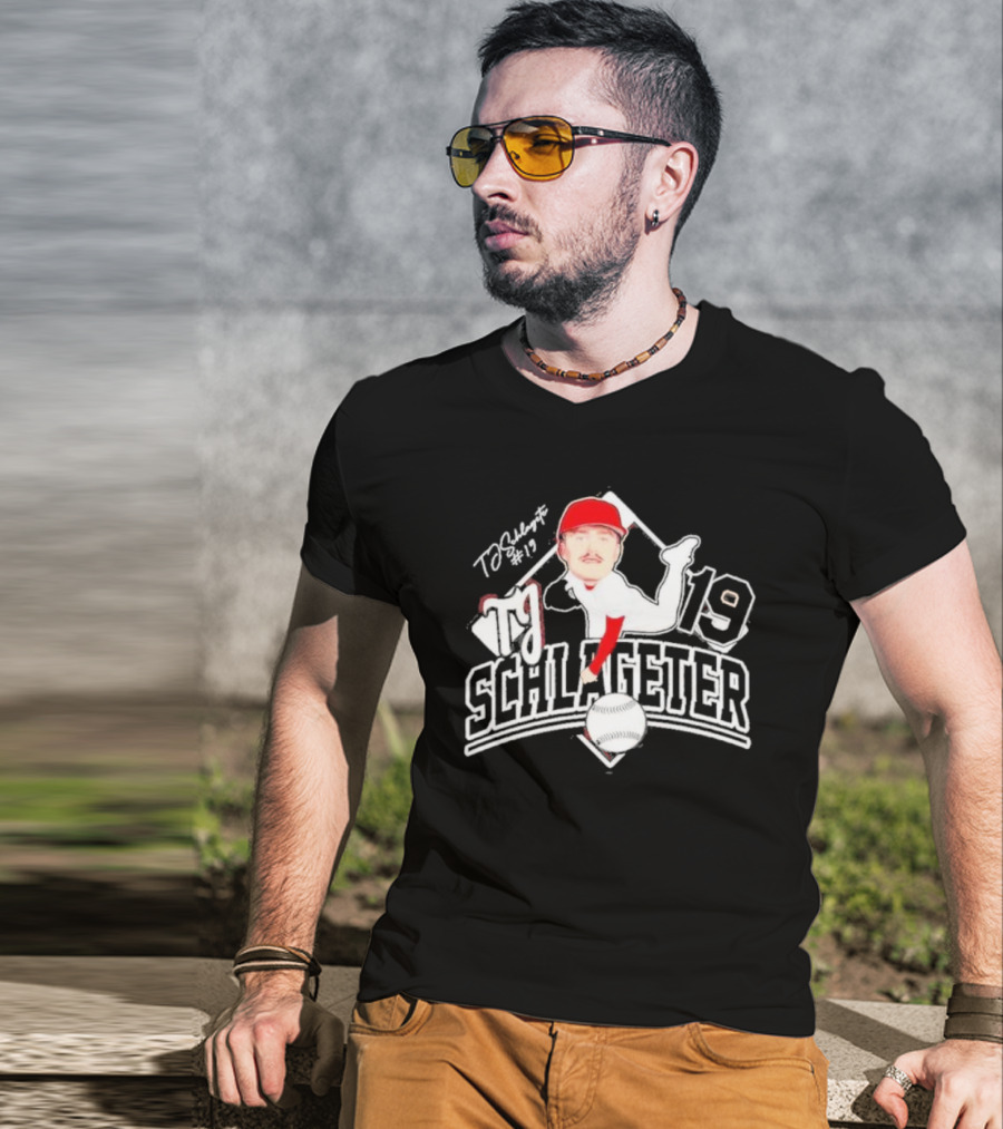 Louisville Cardinals TJ Schlageter 19 Baseball Cartoon T-Shirt