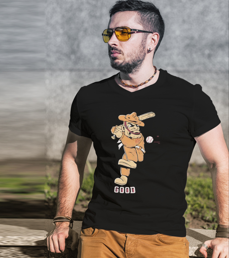 Good Tam Baseball Comic Character Swinging At Pitch T-Shirt