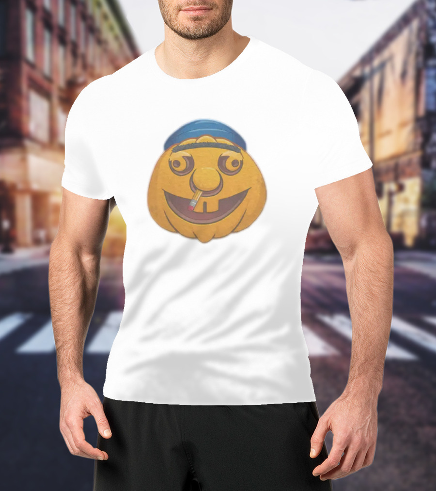 SML Pumpkin With Blue Hat And Pencil T-Shirt