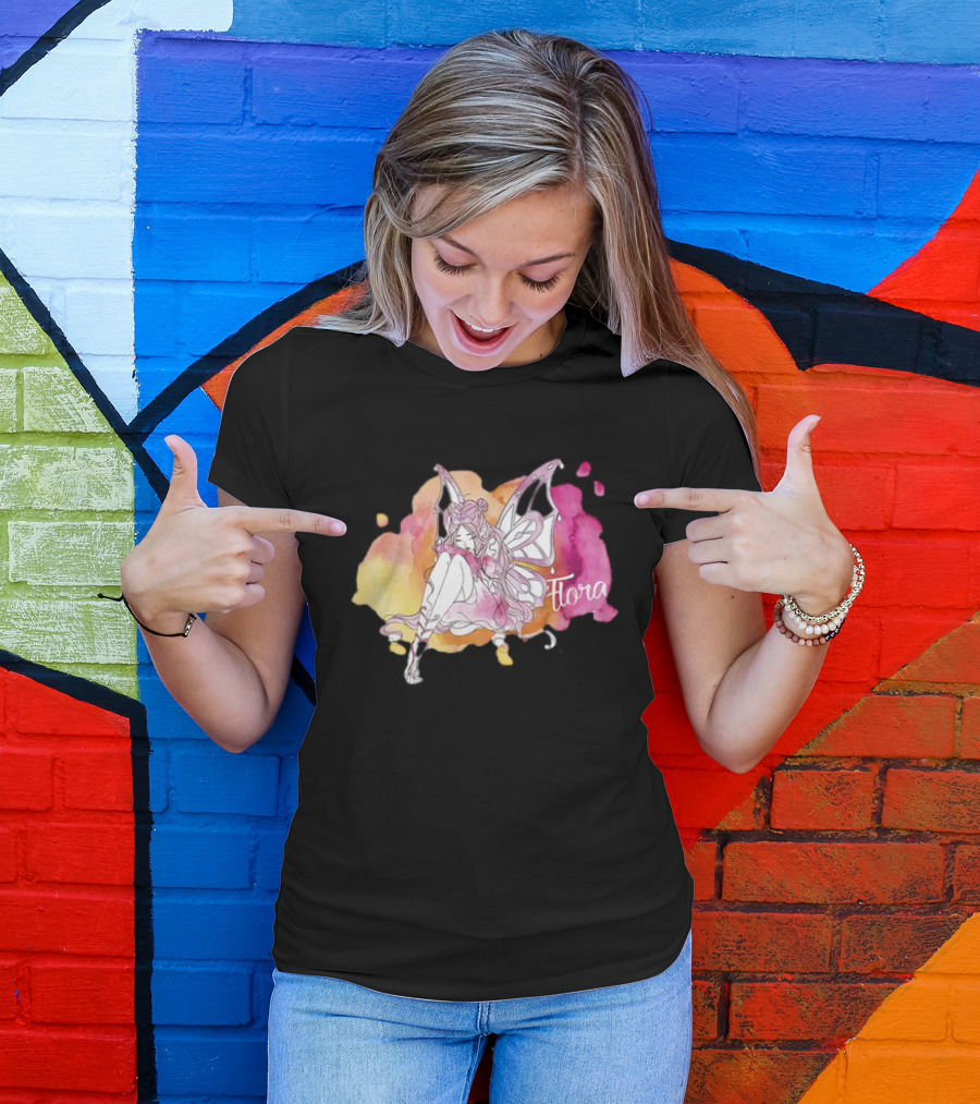 Flora Winx Club Merch Shine Bright Watercolor Wings T-Shirt