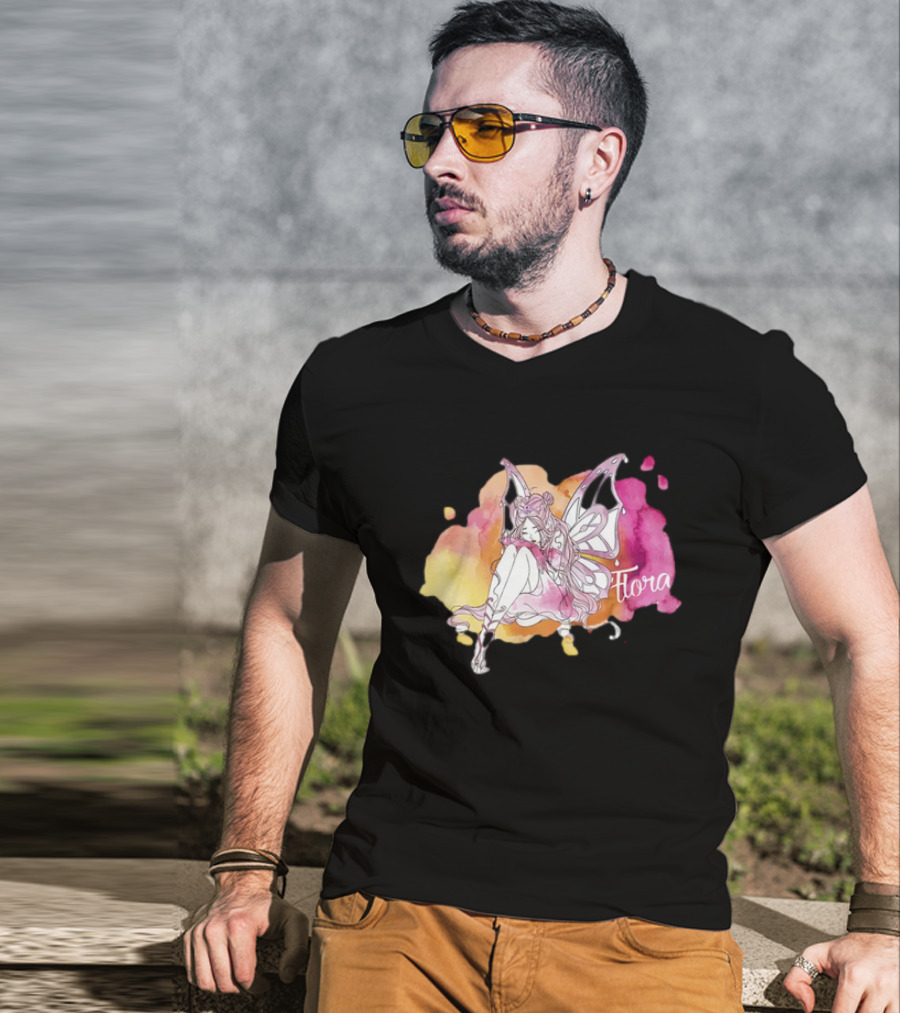 Flora Winx Club Merch Shine Bright Watercolor Wings T-Shirt