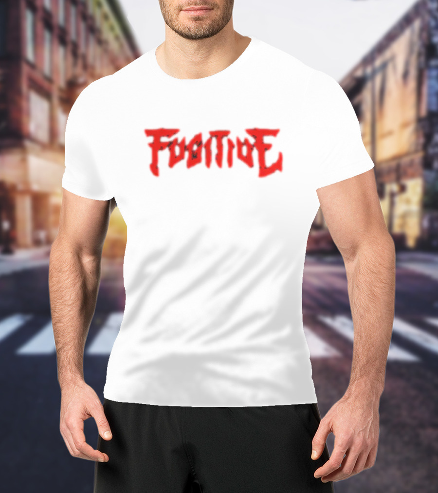 Fugitive Red Gothic Text T-Shirt