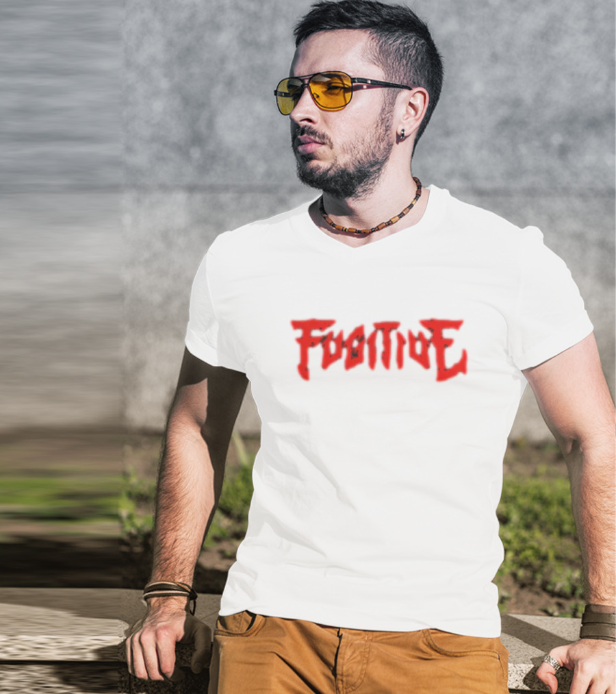 Fugitive Red Gothic Text T-Shirt