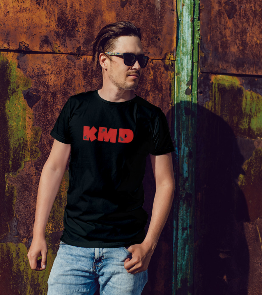KMD Red Text With Paint Splatter Effect T-Shirt