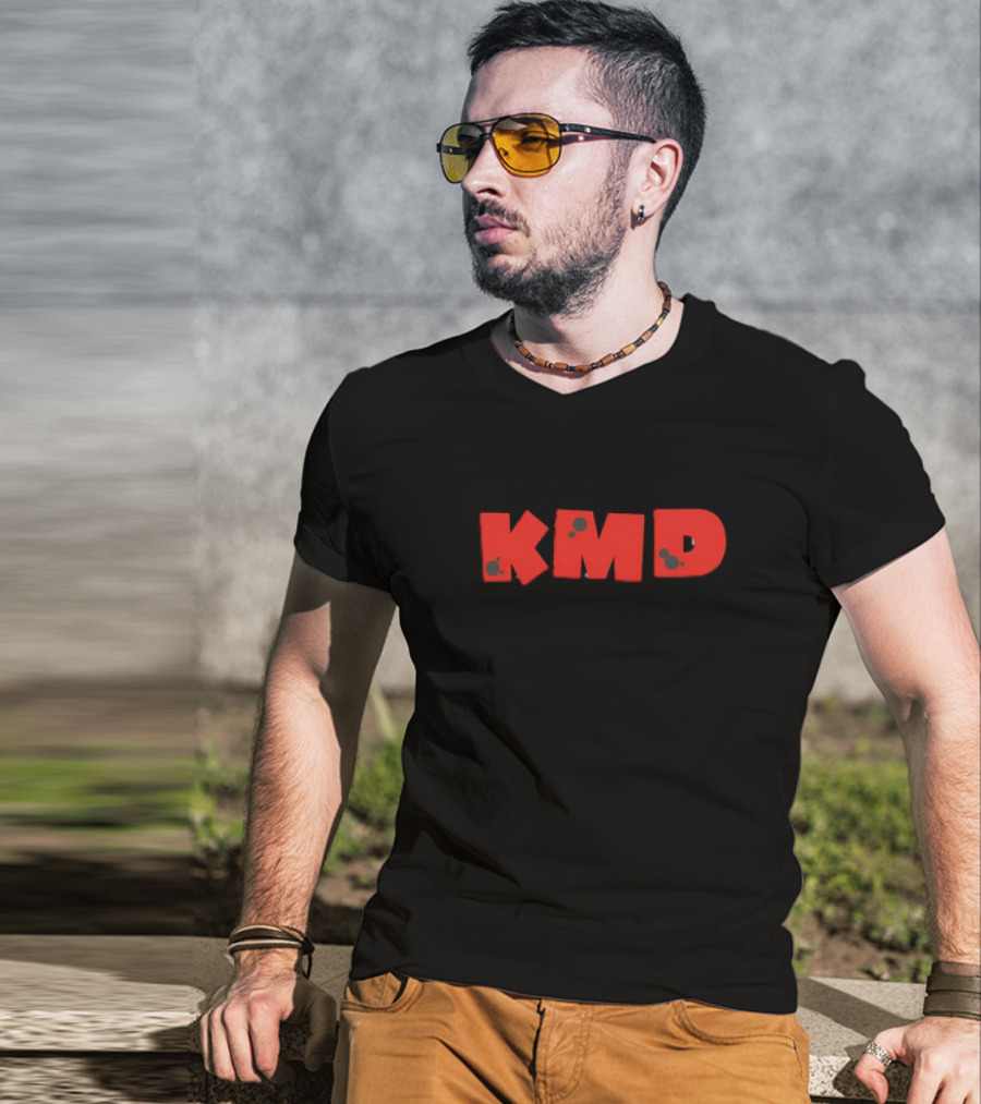 KMD Red Text With Paint Splatter Effect T-Shirt