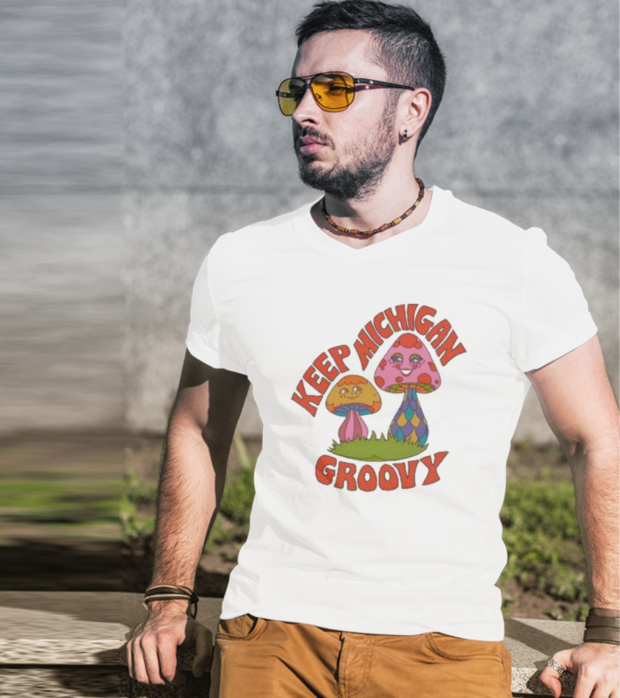 Keep Michigan Groovy With Colorful Psychedelic Mushrooms T-Shirt