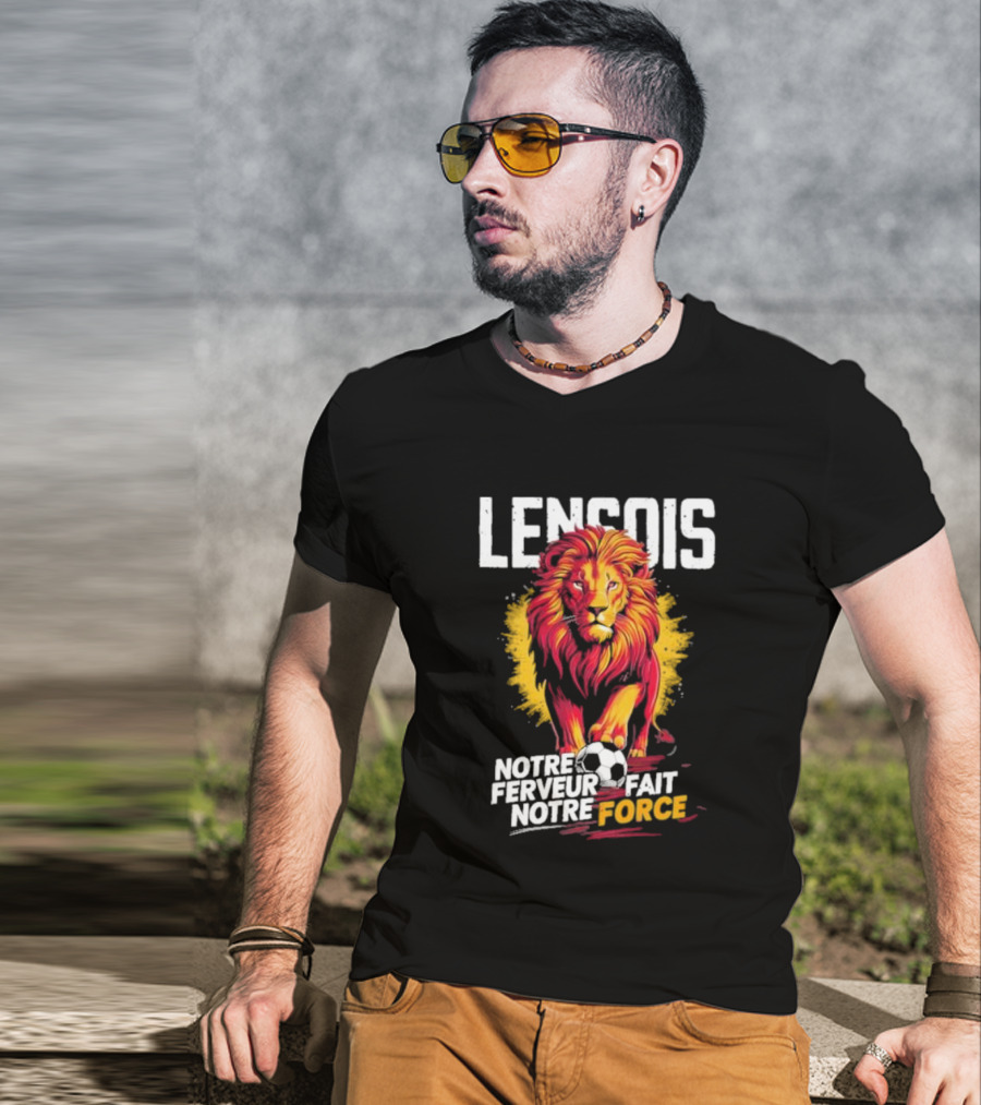 Lensois Notre Ferveur Fait Notre Force Lion And Soccer Ball Iconic T-Shirt